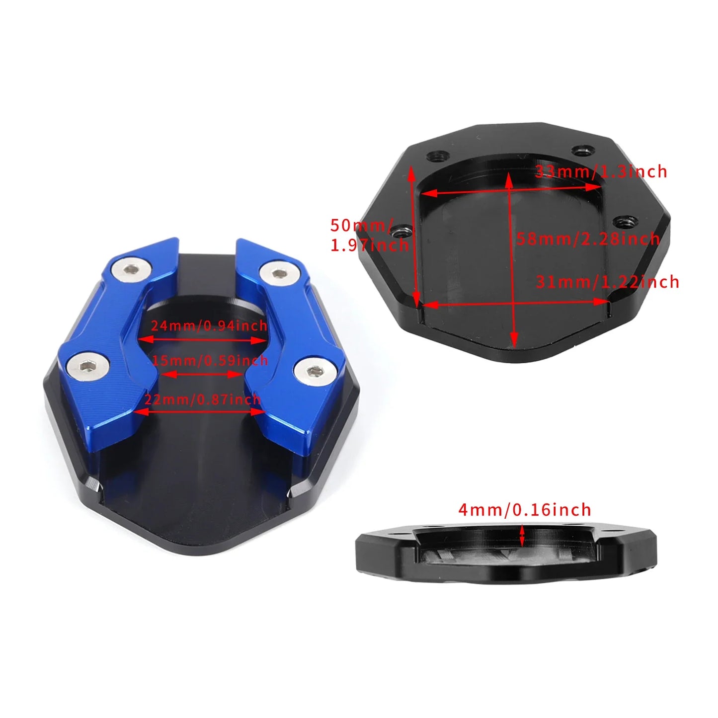 Scooter Motorbike Accessories Extension Foot Pad Support Plate Aluminum Alloy Motorcycle Bike Kickstand Extender Foot Side Stand