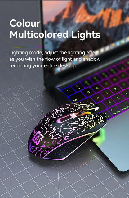 Mysz Bezprzewodowa Gaming Dual-Mode Bluetooth 5.2 + 2.4G RGB 6 Przycisków DPI 800/1200/1600 USB-C