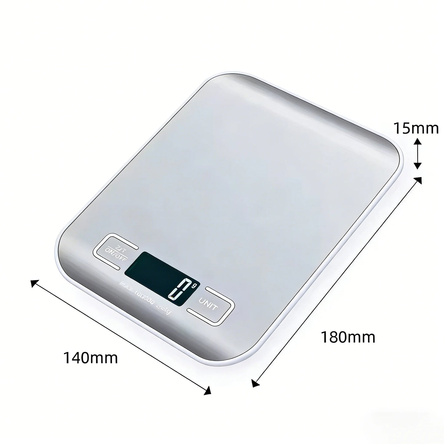 Waga kuchenna cyfrowa 5kg/10kg dokładność 1g wyświetlacz LCD – stal nierdzewna