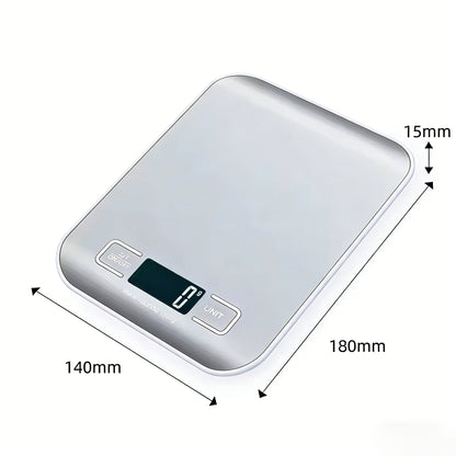 Waga kuchenna cyfrowa 5kg/10kg dokładność 1g wyświetlacz LCD – stal nierdzewna