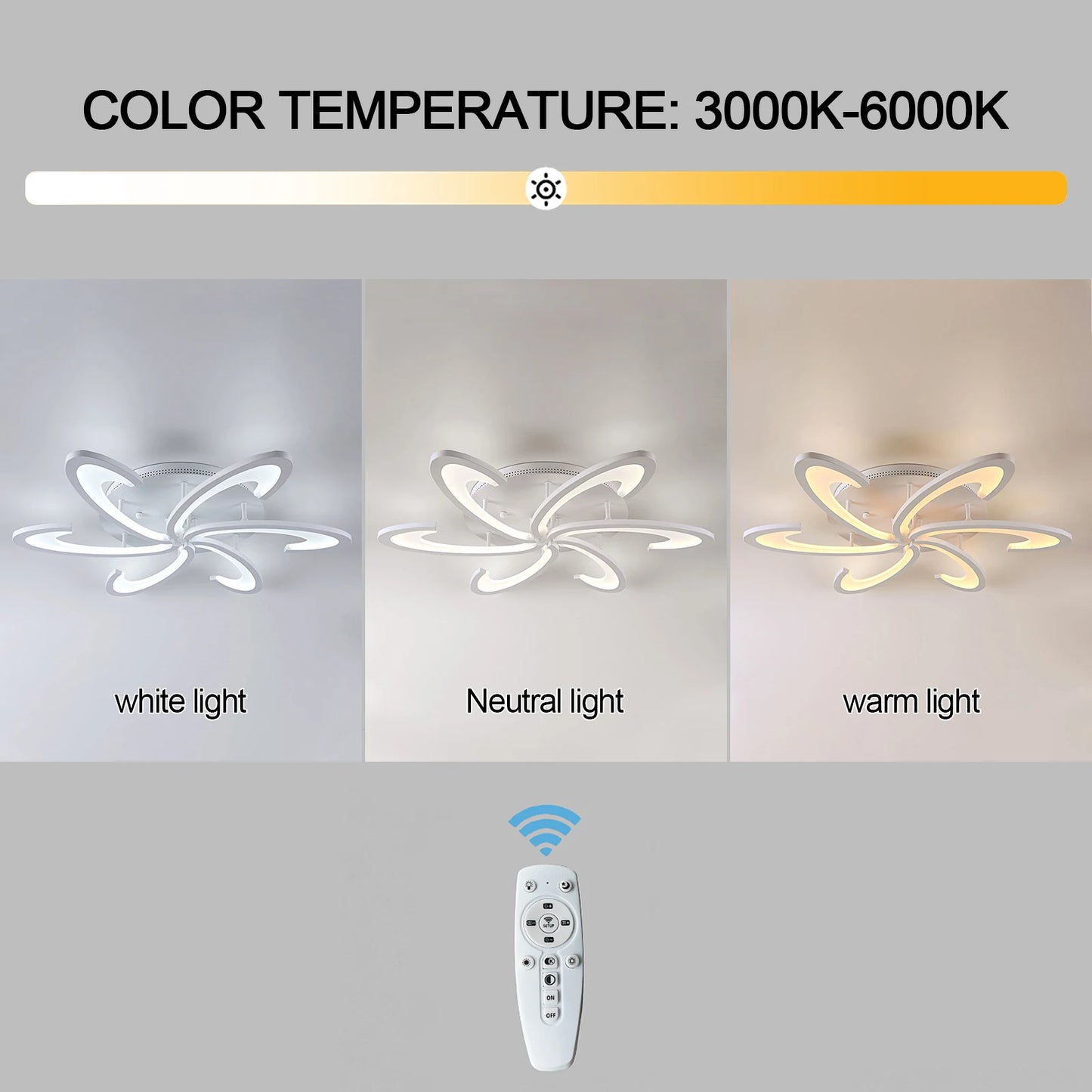 Lampa sufitowa LED Kwiat | Akryl i aluminium | 3 barwy światła | Pilot | 10-15 m²