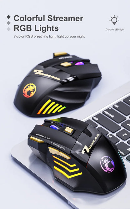 Mysz Bezprzewodowa IMICE GW-X7 Gaming 3200DPI Bluetooth 2.4GHz 7 Klawiszy LED RGB Cicha Ładowalna