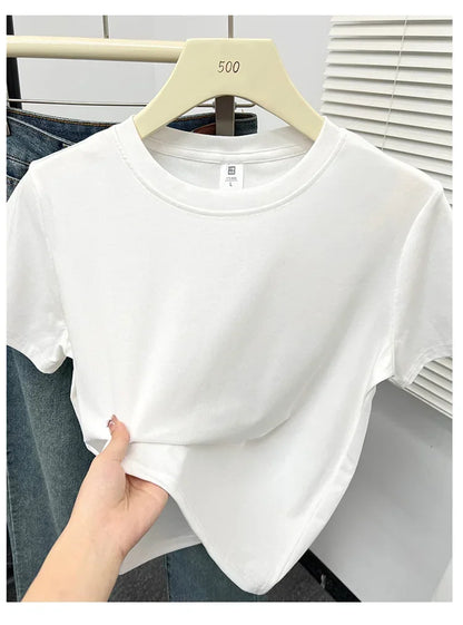2026 Summer New High Quality Casual T Shirt Sexy Short Sleeved Sleeves Fashion Trend Solid Women Clothing Y2k Tops