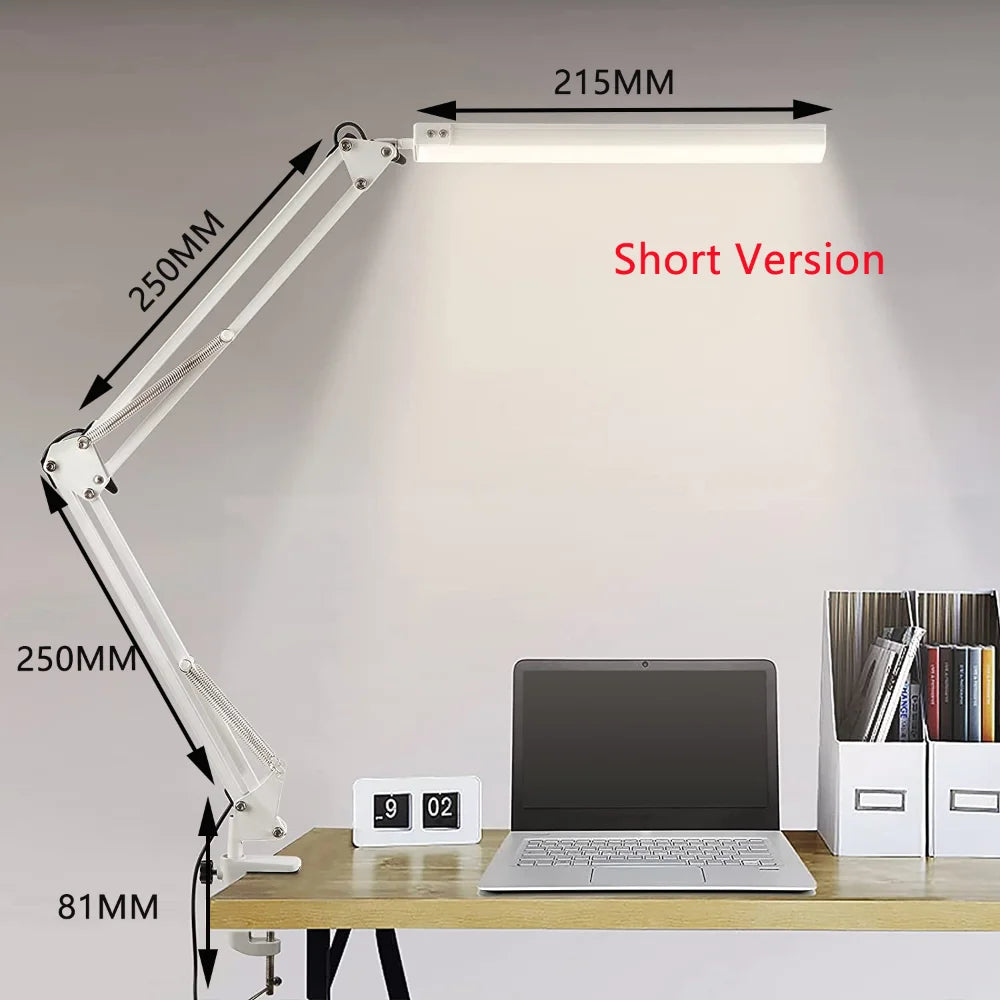 Lampka biurkowa LED 10W z imadłem i ramieniem | 10 poziomów jasności, 3 tryby, USB | ALTCHIHYQ