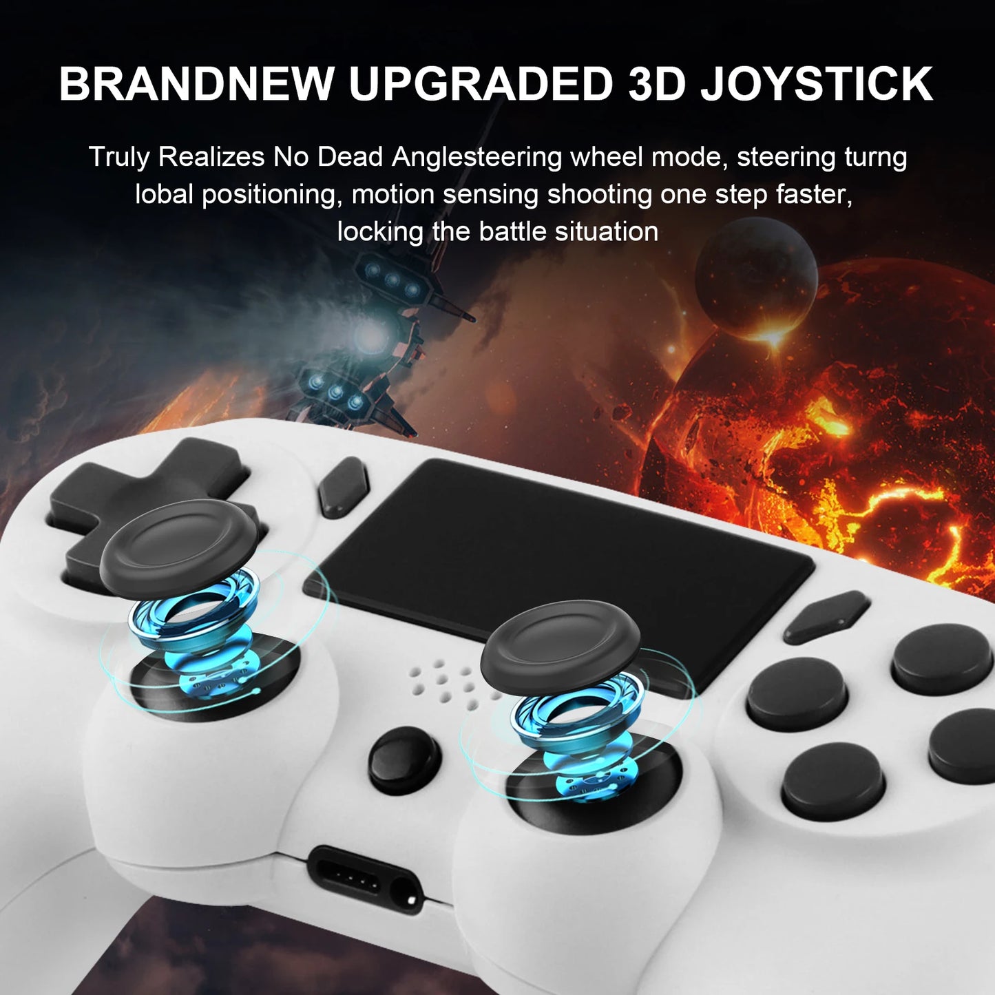 Pad bezprzewodowy GAMINJA P47 do PS4 PS3 PC – żyroskop 6-osiowy, touchpad, podwójne wibracje