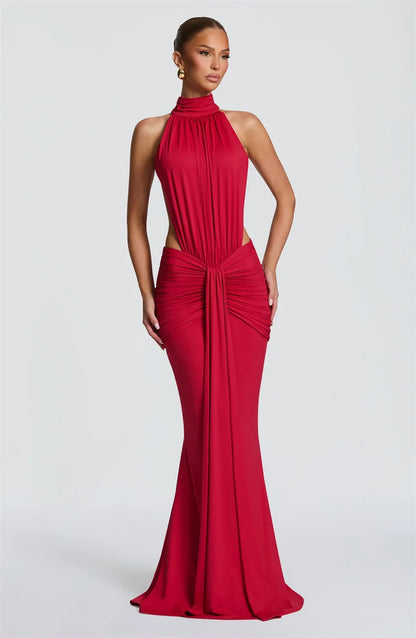 Długa Sukienka Wieczorowa Bodycon z Odkrytymi Plecami – Elegancka Maxi na Imprezę