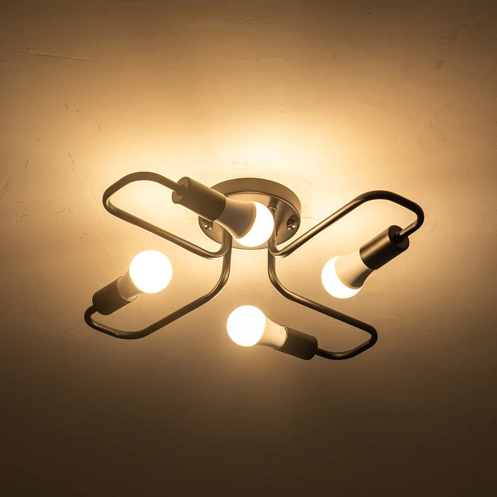 Żyrandol LED do salonu i kuchni 4x12W E27 czarny metalowy sufitowy