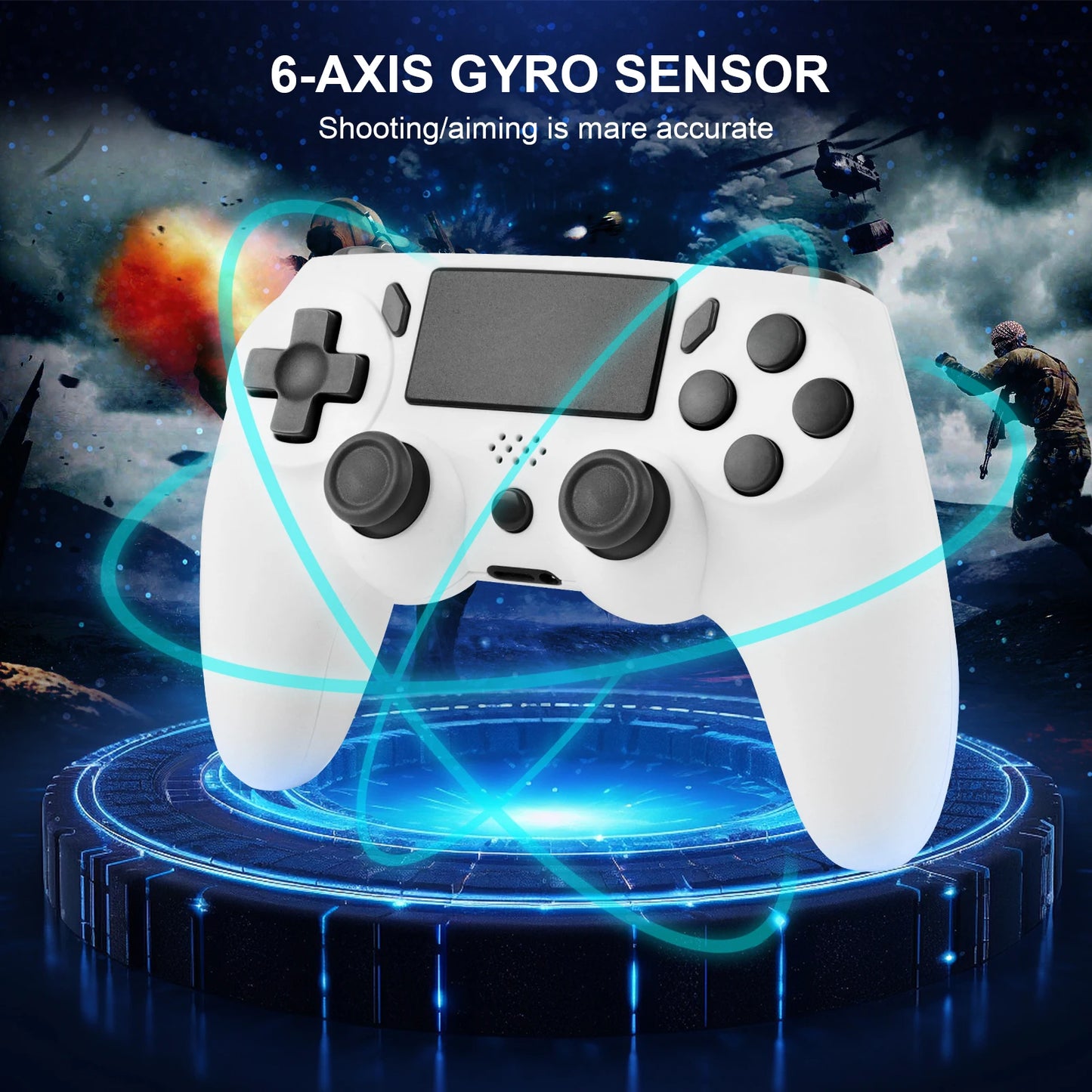 Pad bezprzewodowy GAMINJA P47 do PS4 PS3 PC – żyroskop 6-osiowy, touchpad, podwójne wibracje