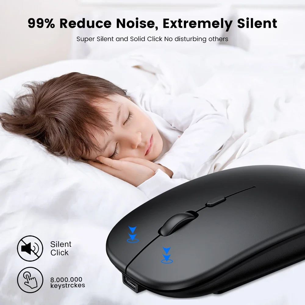 Mysz bezprzewodowa Bluetooth 2.4GHz cicha ładowana USB 1600 DPI