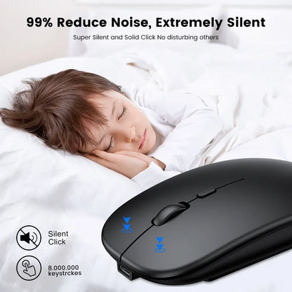 Mysz bezprzewodowa Bluetooth 2.4GHz cicha ładowana USB 1600 DPI
