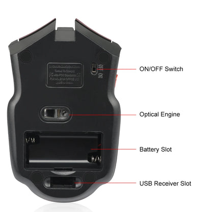 Mysz bezprzewodowa 2.4G 1600DPI 6 przycisków USB do PC i laptopa