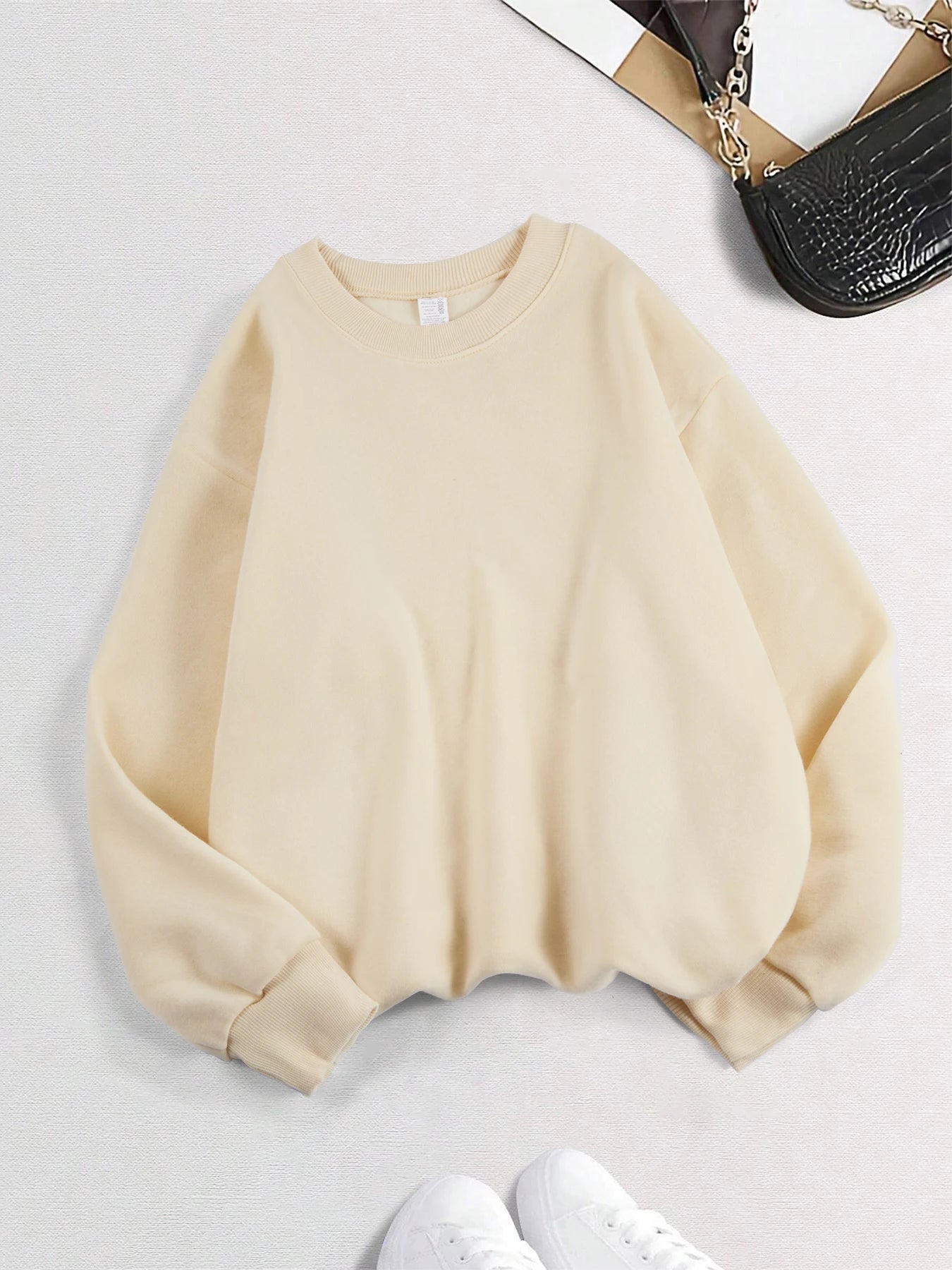 Ciepła Bluza Polarowa Damska bez Kaptura – Luźny Pullover na Jesień Zimę