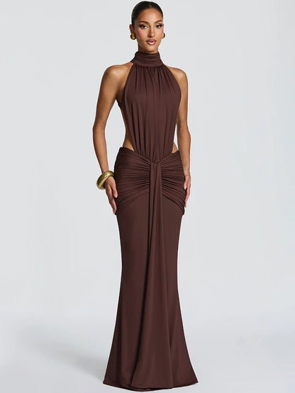 Długa Sukienka Wieczorowa Bodycon z Odkrytymi Plecami – Elegancka Maxi na Imprezę
