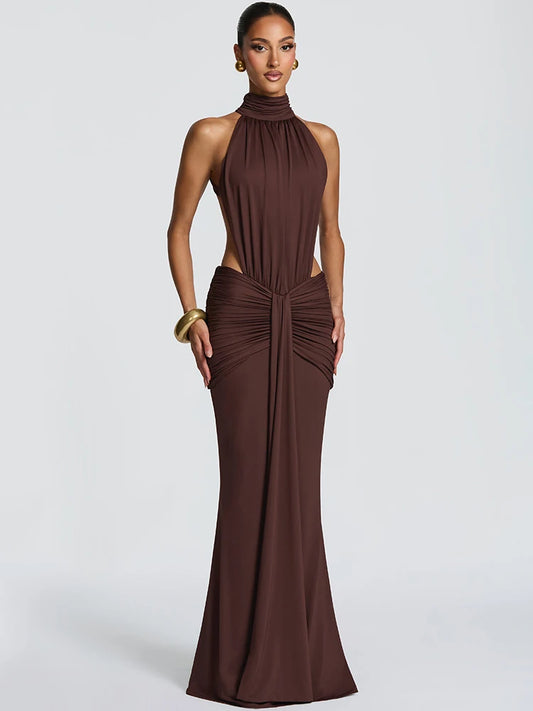 Długa Sukienka Wieczorowa Bodycon z Odkrytymi Plecami – Elegancka Maxi na Imprezę