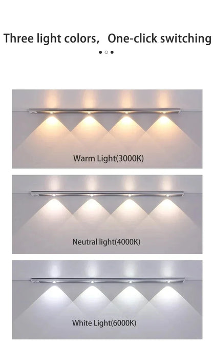 Lampka LED pod szafkę z czujnikiem ruchu – ładowanie USB-C, 3 barwy, przyciemnianie, 20/30/40/50 cm