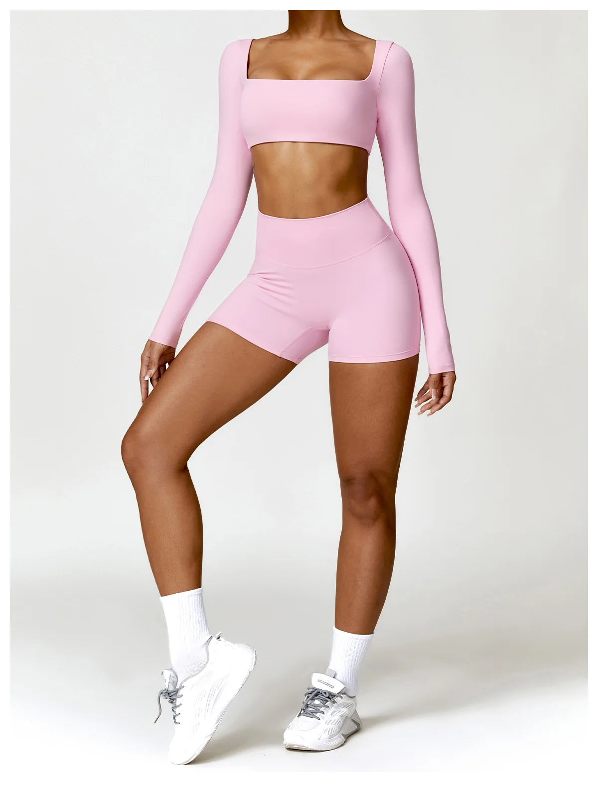 Sportowy Crop Top Damski z Kwadratowym Dekoltem – Szybkoschnący do Jogi i Siłowni