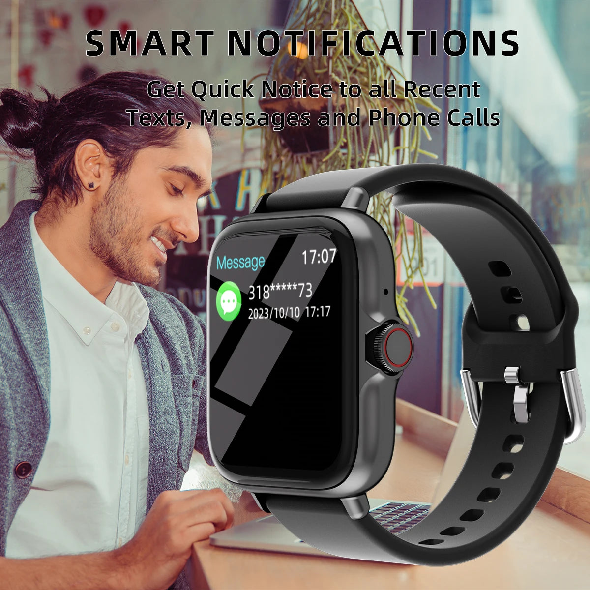 Smartwatch DESERTCAT 1.83'' – Rozmowy, Powiadomienia, Monitor Snu i Sportu
