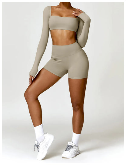 Sportowy Crop Top Damski z Kwadratowym Dekoltem – Szybkoschnący do Jogi i Siłowni