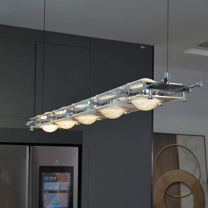 Nowoczesny Żyrandol LED do Kuchni, Jadalni i Salonu – Lampa Wisząca z Akrylu, Srebrna, Tri-color