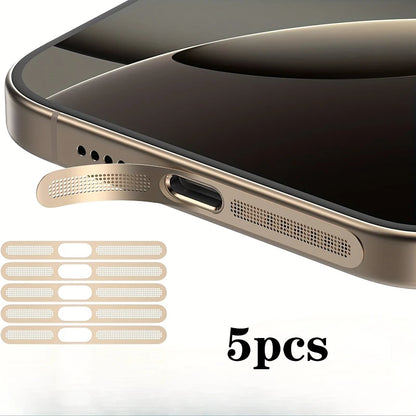 Siateczka przeciwkurzowa do iPhone 12 13 14 15 16 Pro – metalowa ochrona głośnika słuchawkowego (5 szt.)