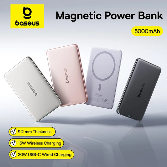 Baseus Power Bank 5000mAh 15W Magnetyczny Wireless