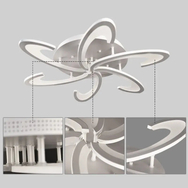 Lampa sufitowa LED Kwiat | Akryl i aluminium | 3 barwy światła | Pilot | 10-15 m²