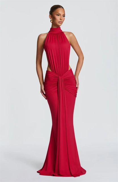 Długa Sukienka Wieczorowa Bodycon z Odkrytymi Plecami – Elegancka Maxi na Imprezę
