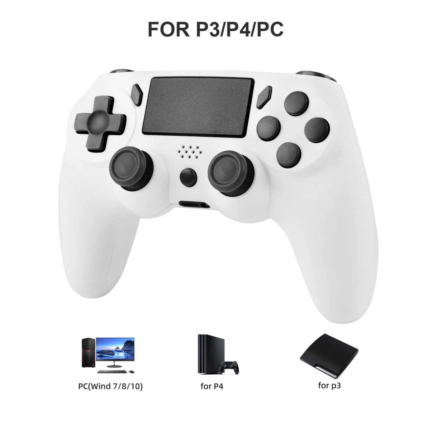 Pad bezprzewodowy GAMINJA P47 do PS4 PS3 PC – żyroskop 6-osiowy, touchpad, podwójne wibracje