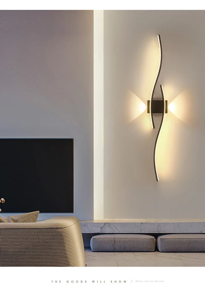 Kinkiet LED Ścienny Aluminiowy 12-18W Salon Sypialnia TV 60-80cm Czarny