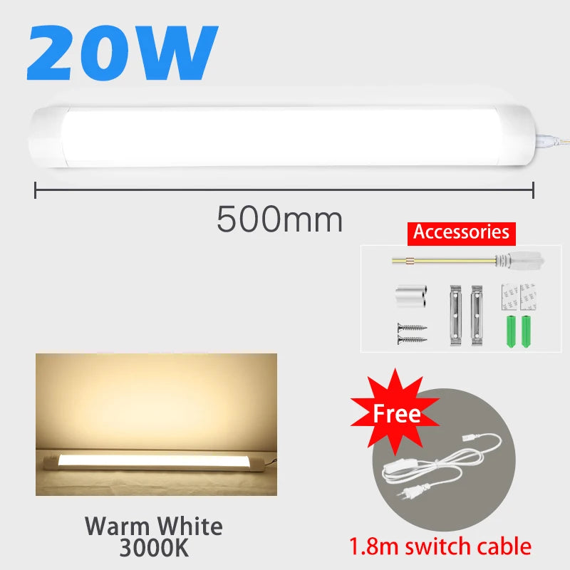Lampa LED pod szafki kuchenne 10W/20W z przewodem 1,8m | 85-265V