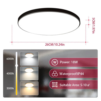 Plafon LED 18W/30W/40W IP44 do łazienki, kuchni i salonu – zimna, neutralna i ciepła biel