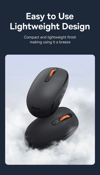 Baseus F01B Mysz Bezprzewodowa Bluetooth 3w1 (BT5.0 + BT3.0 + 2.4GHz) 1600DPI Cicha Ergonomiczna