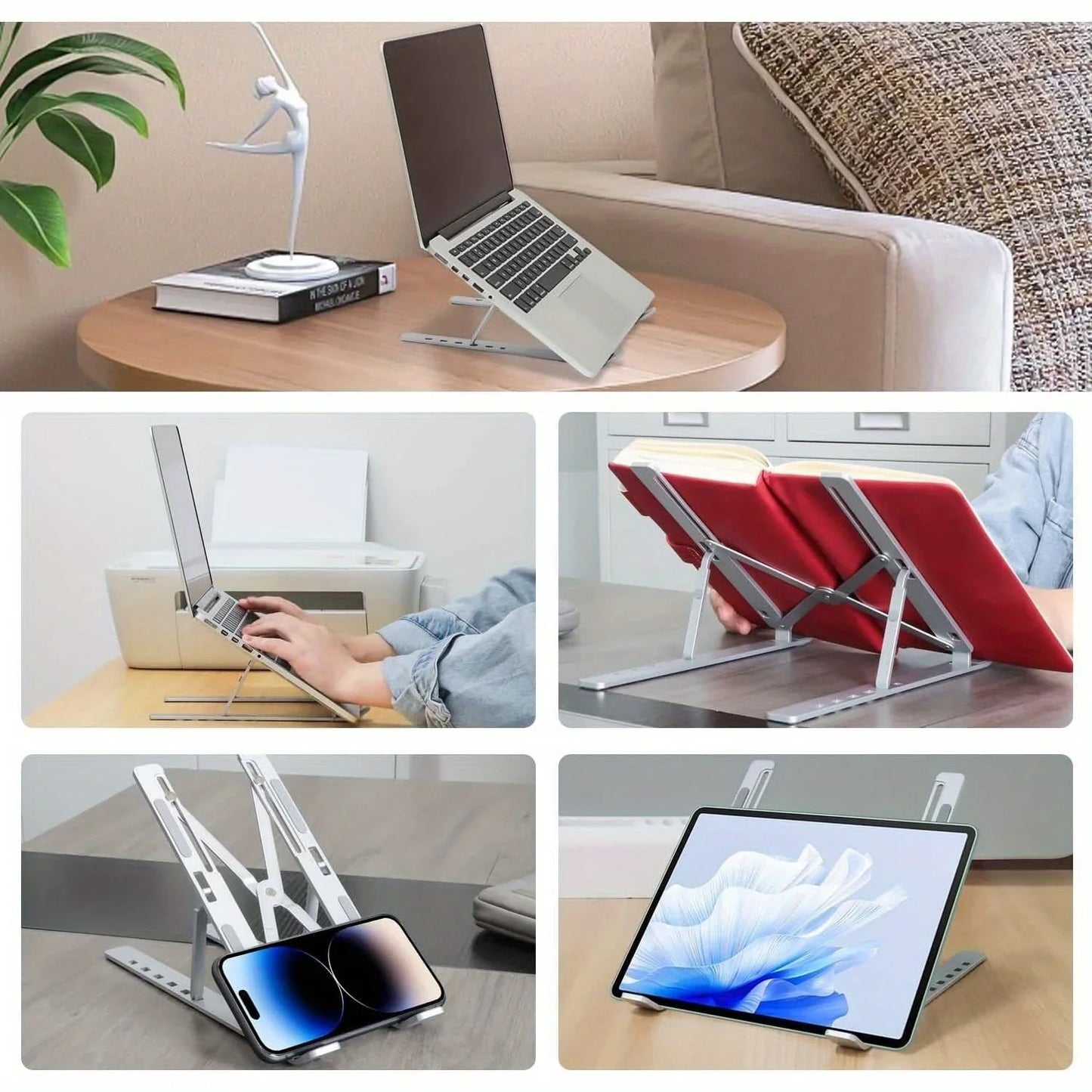 Składany Stojak pod Laptopa Aluminiowy 6 Poziomów Wysokości 8-16" Wentylacja