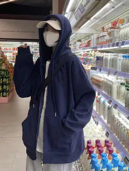 Bluza Kurtka Damska z Zamkiem Y2K Harajuku – Koreański Streetwear Jesień