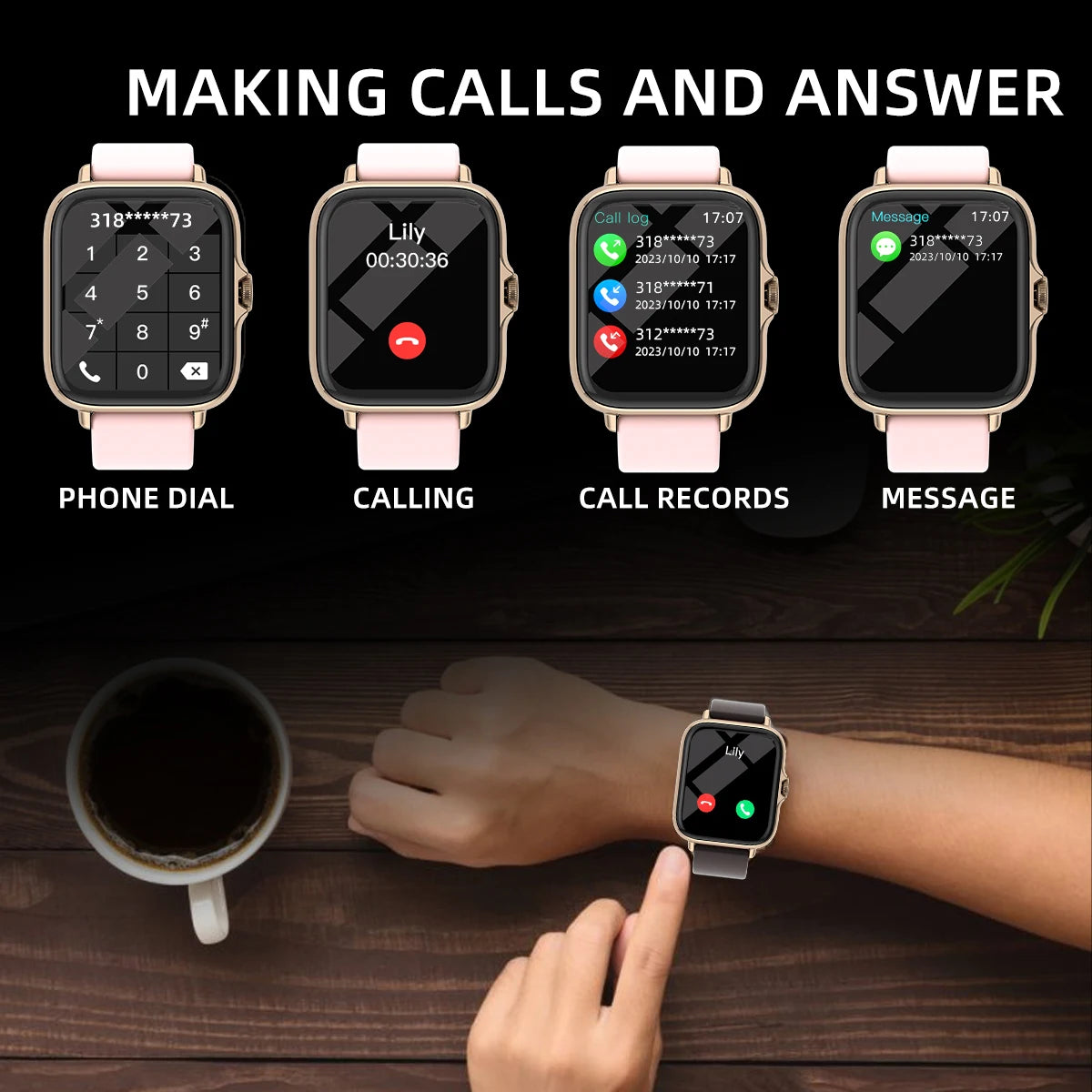 Smartwatch DESERTCAT 1.83'' – Rozmowy, Powiadomienia, Monitor Snu i Sportu
