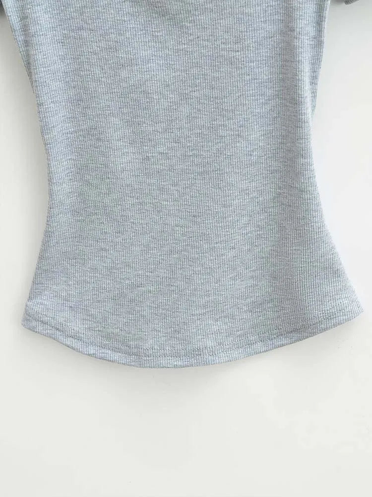 Damska bluzka crop top slim fit kwadratowy dekolt lato