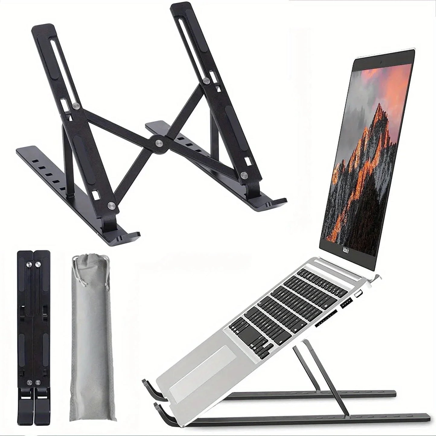 Składany Stojak pod Laptopa Aluminiowy 6 Poziomów Wysokości 8-16" Wentylacja