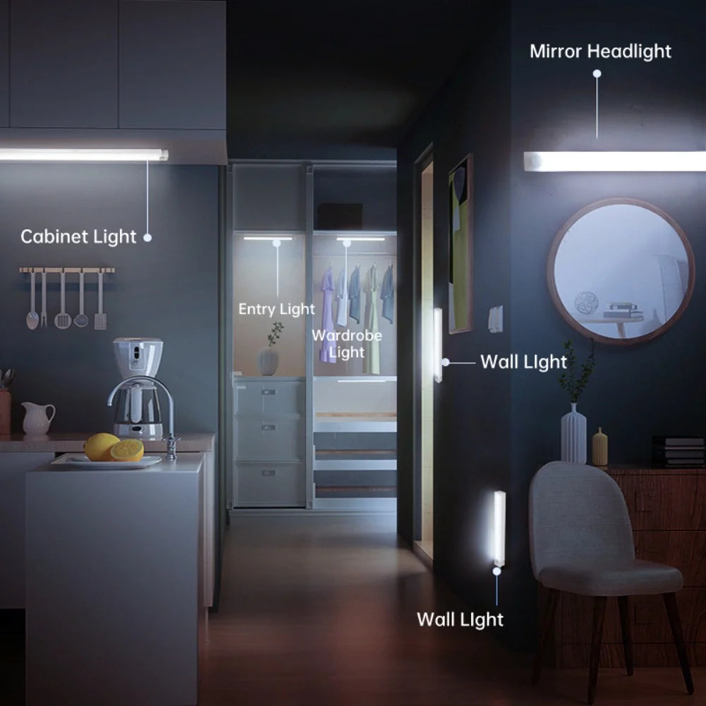 Lampka LED z czujnikiem ruchu, ładowanie USB-C, do kuchni, szafy i schodów