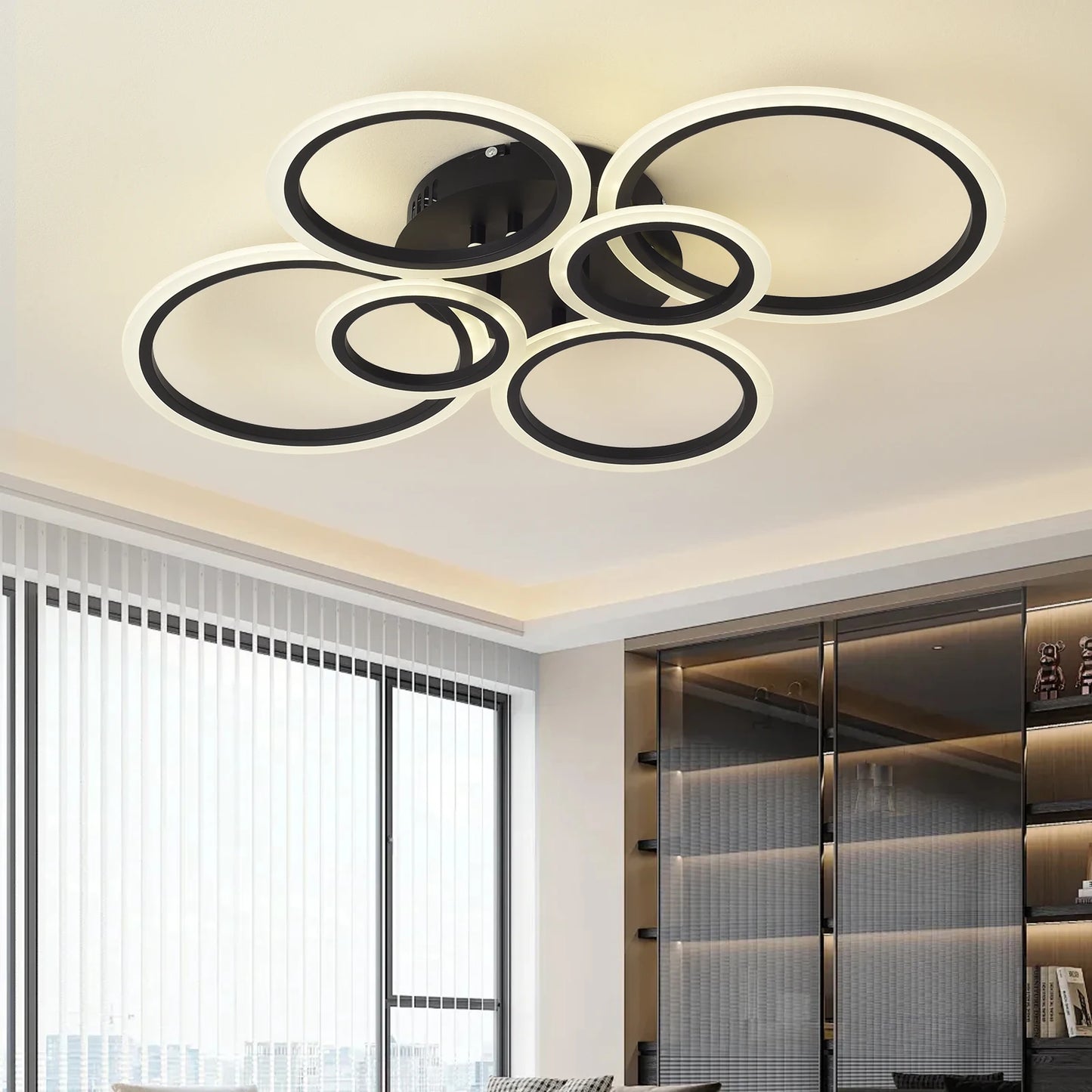 Lampa sufitowa LED do salonu kuchni sypialni - czarna biała - ściemnialna