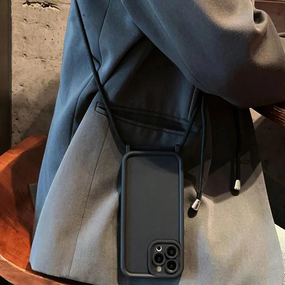 Etui z paskiem przez ramię do iPhone - regulowany sznurek, ochrona przed zarysowaniem
