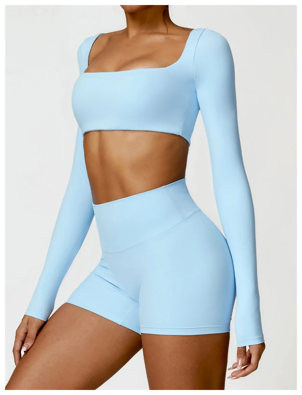 Sportowy Crop Top Damski z Kwadratowym Dekoltem – Szybkoschnący do Jogi i Siłowni