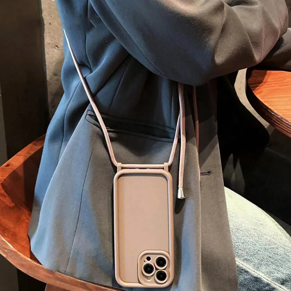 Etui z paskiem przez ramię do iPhone - regulowany sznurek, ochrona przed zarysowaniem