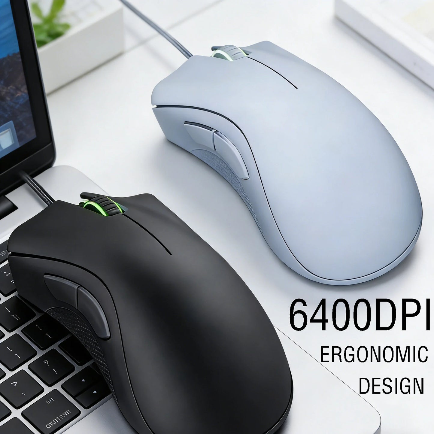 Mysz Gamingowa Razer Przewodowa 6400 DPI 5 Przycisków USB Prawa Ręka LOL E-sport Biuro