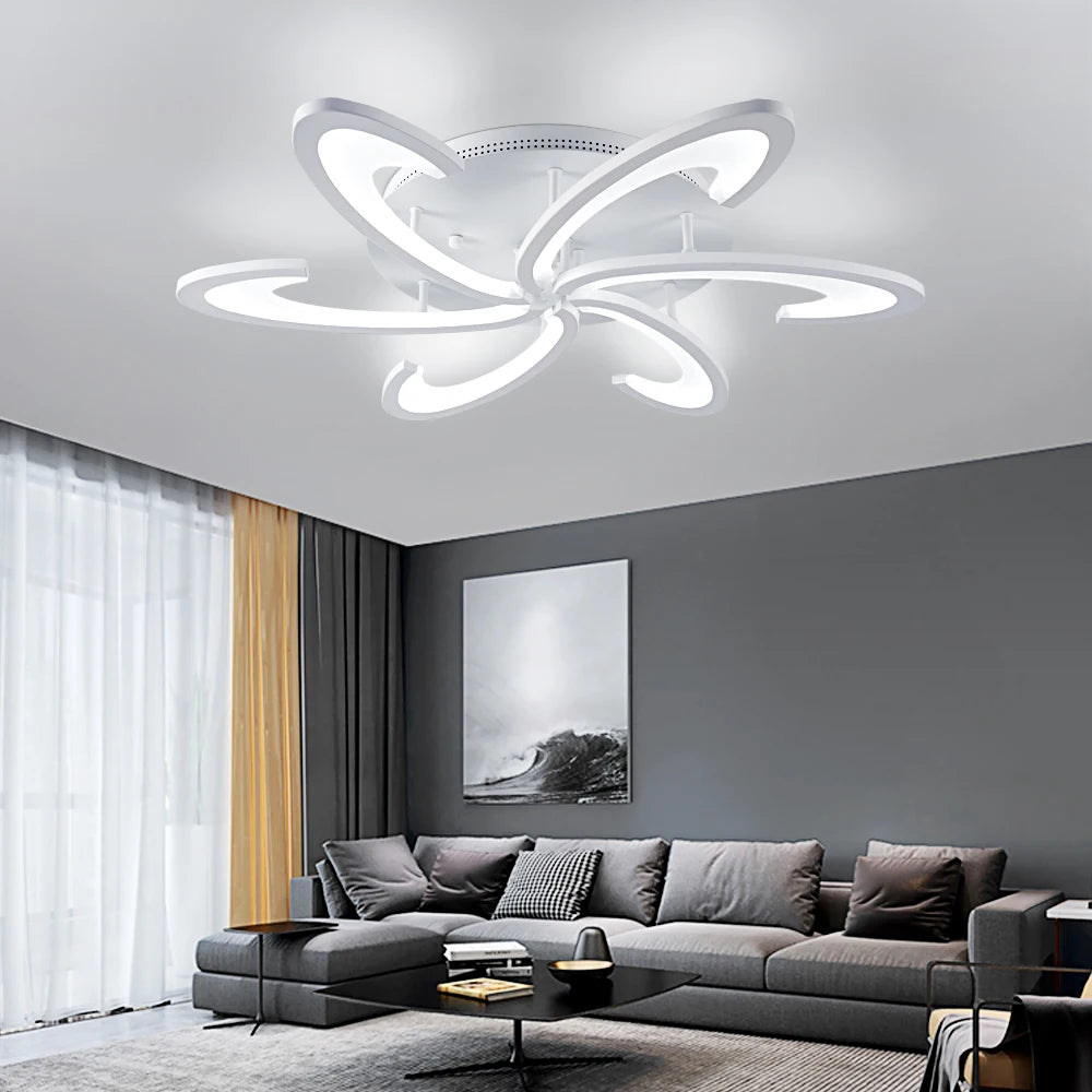 Lampa sufitowa LED Kwiat | Akryl i aluminium | 3 barwy światła | Pilot | 10-15 m²