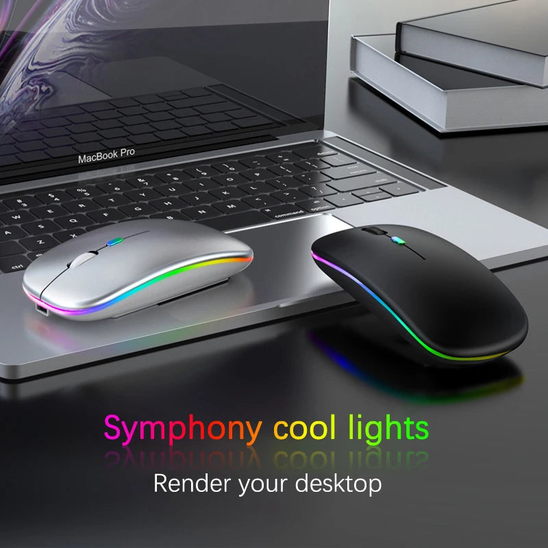 Mysz bezprzewodowa Bluetooth 5.0 + 2.4GHz USB RGB | 1600 DPI | Tryb Dual Mode | HXSJ