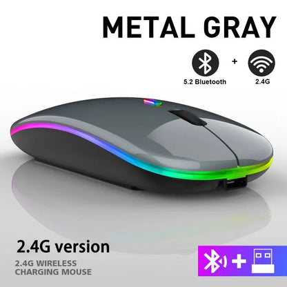 Mysz bezprzewodowa Bluetooth RGB podświetlenie LED ergonomiczna do laptopa PC 3600 DPI ładowana USB