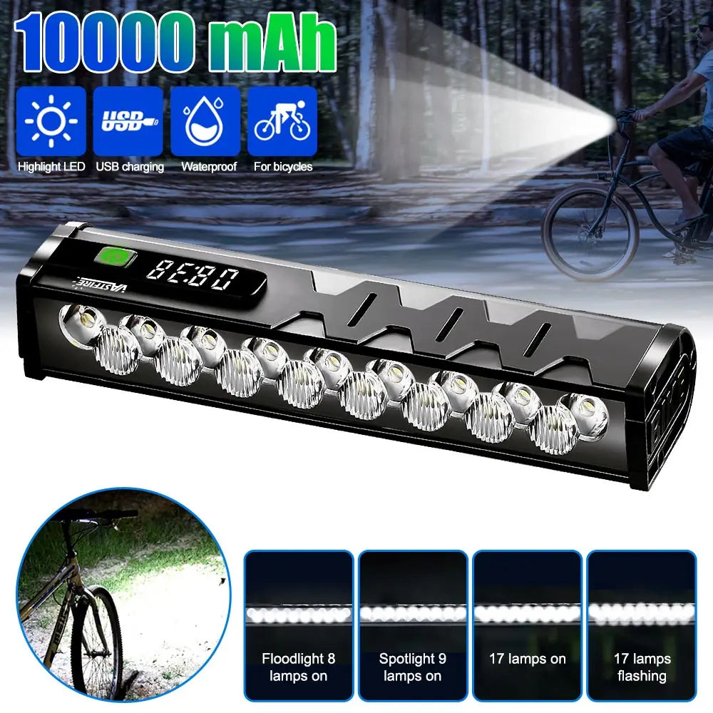 Bicycle Light Front 8/17LED 25500Lumen Bike Light 10000mAh Waterproof Flashlight USB Charging MTB Road Cycling Lamp Accessories