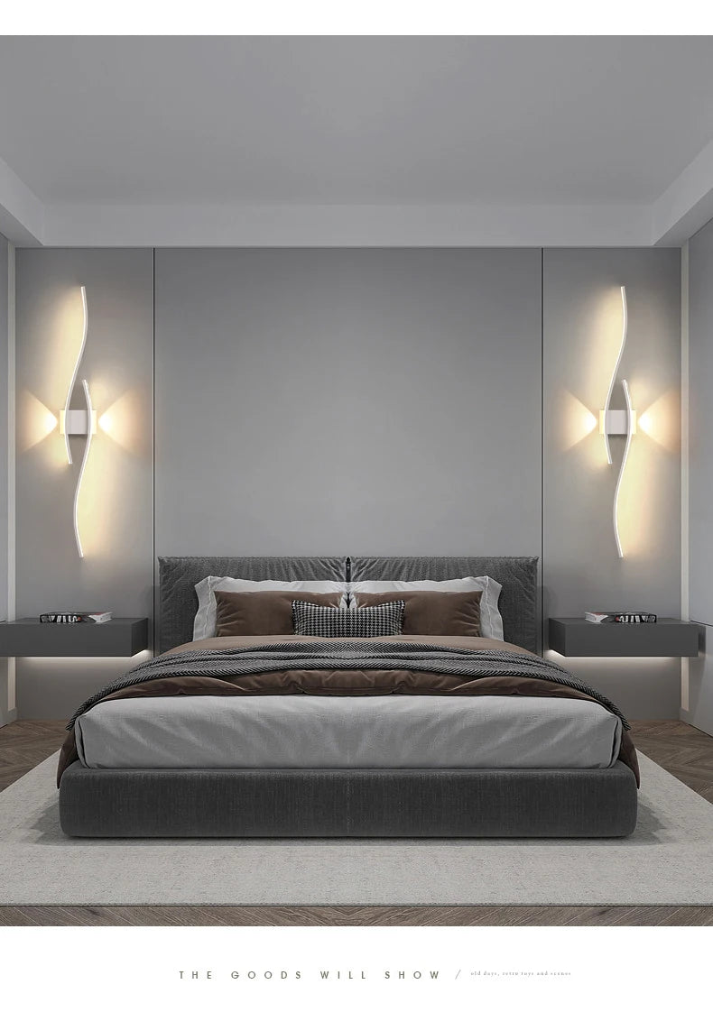 Kinkiet LED Ścienny Aluminiowy 12-18W Salon Sypialnia TV 60-80cm Czarny