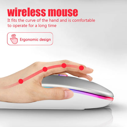 Mysz bezprzewodowa Bluetooth 5.0 + 2.4GHz USB RGB | 1600 DPI | Tryb Dual Mode | HXSJ