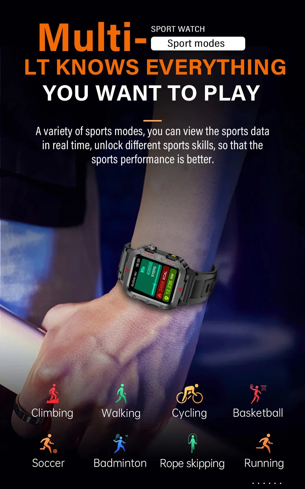 Smartwatch LAXASFIT Q11 – Latarka LED, Monitorowanie Zdrowia, Sport